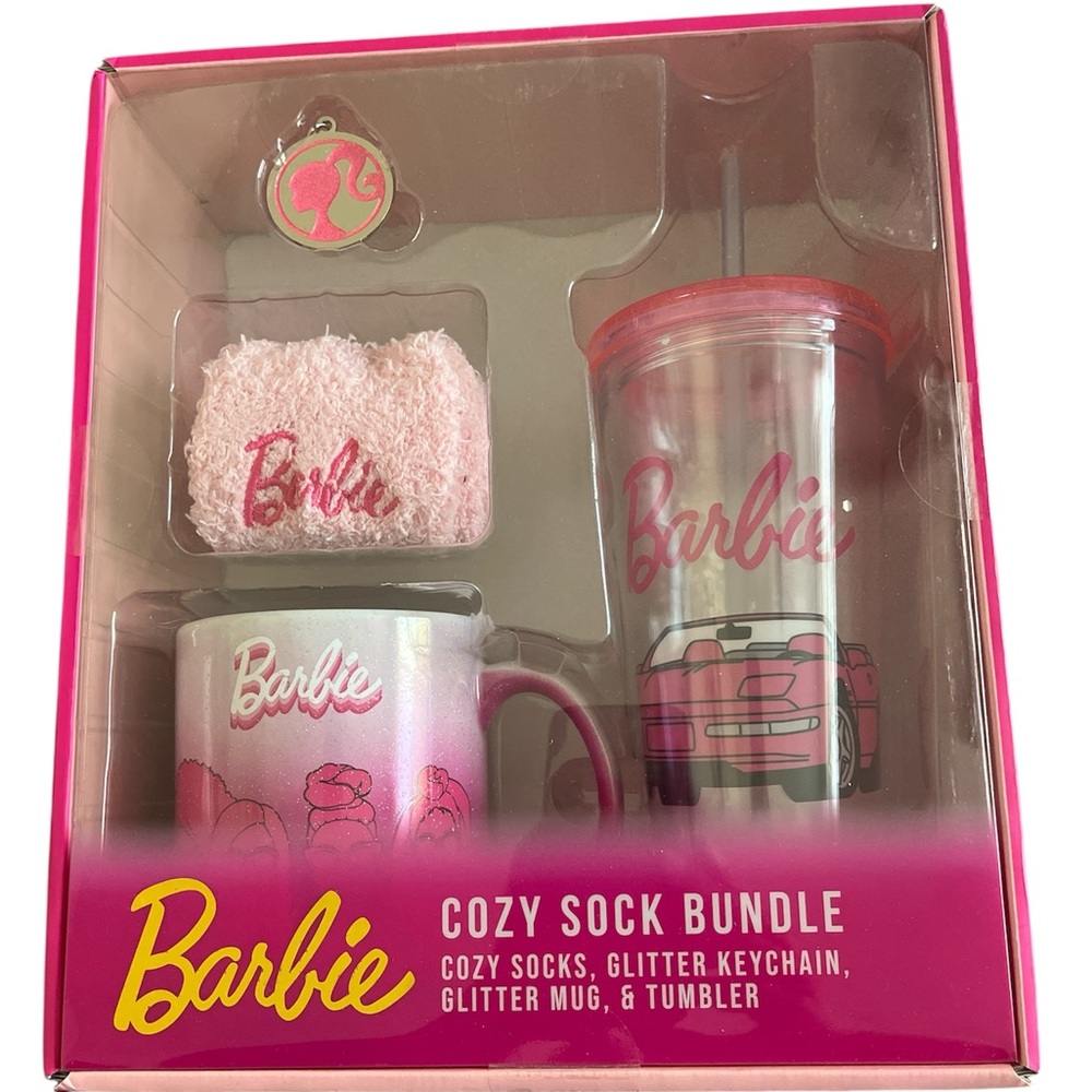 Barbie Pink Cozy Sock Bundle 4 Piece Gift Set - NWT & BOX